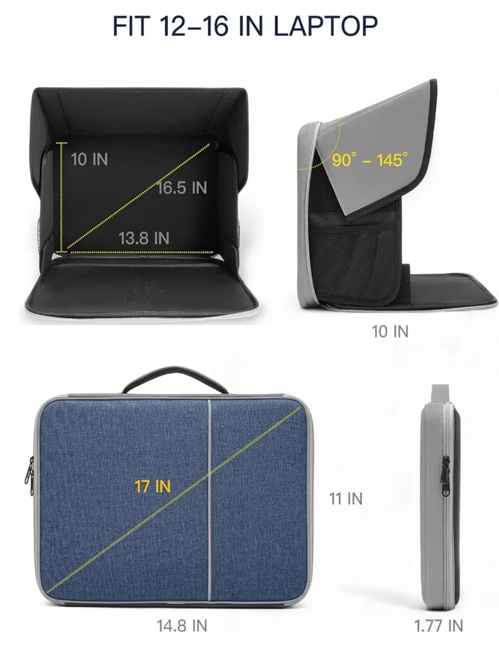 Portable Tablet/Laptop Shade Case - Black and Gray